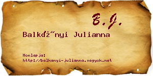 Balkányi Julianna névjegykártya